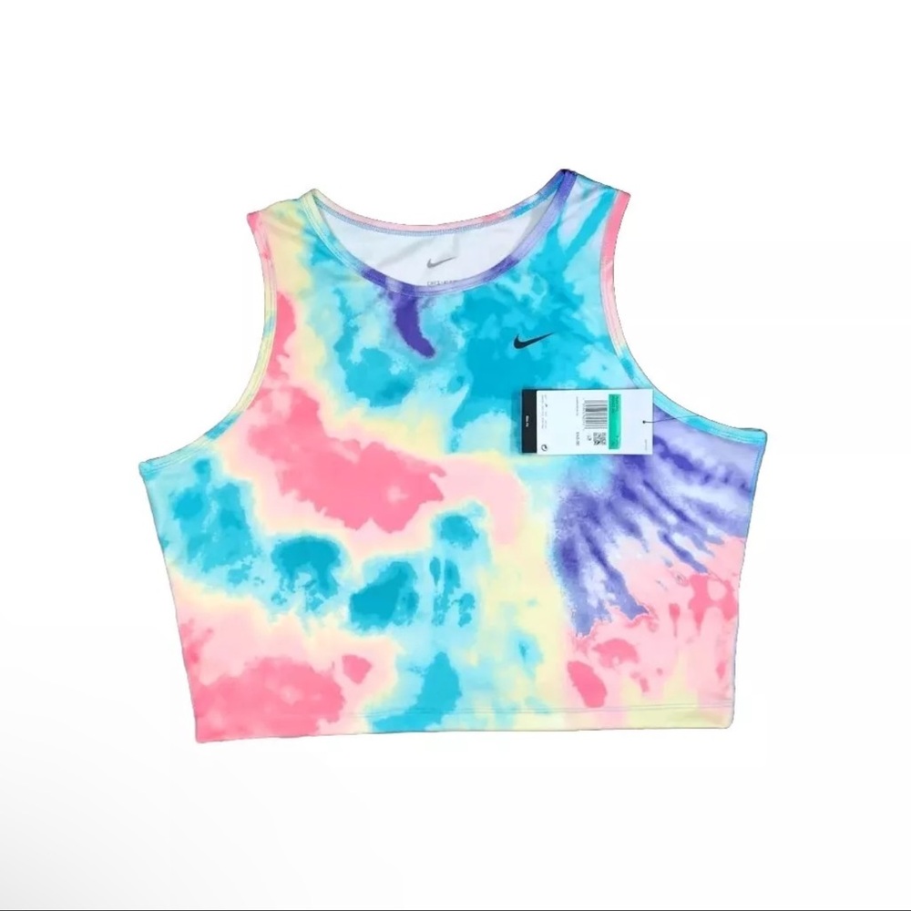Nike Dri Fit Fast Tie Dye Cropped Training Tank Top Size XL Rainbow New Tags